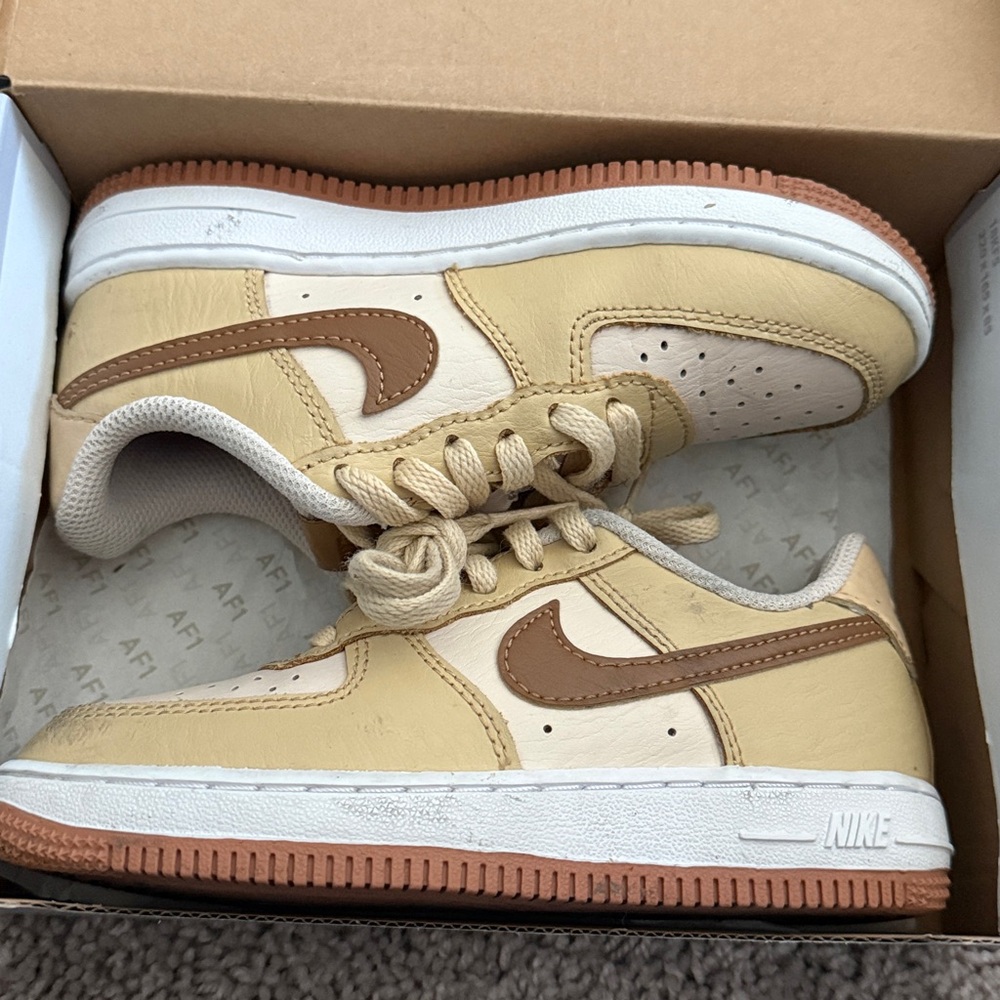 Nike Cream and Brown Sneakers worn before